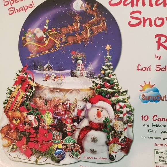 Sunsout Santa's Snowy Ride Shaped Jigsaw Puzzle Snow Globe Christmas - Picture 1 of 7